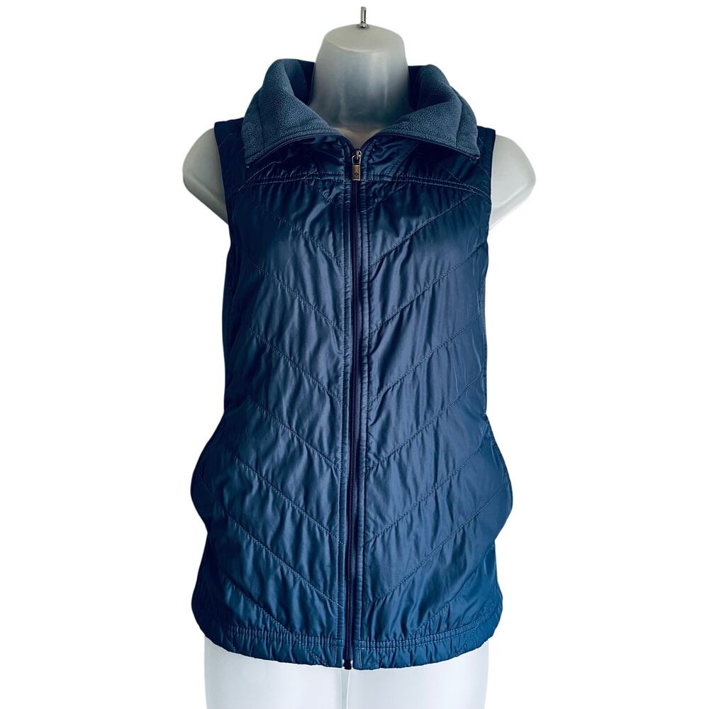 Columbia Women’s Medium Quilted Fleece Hybrid Vest Blue Full Zip Outdoor Hiking